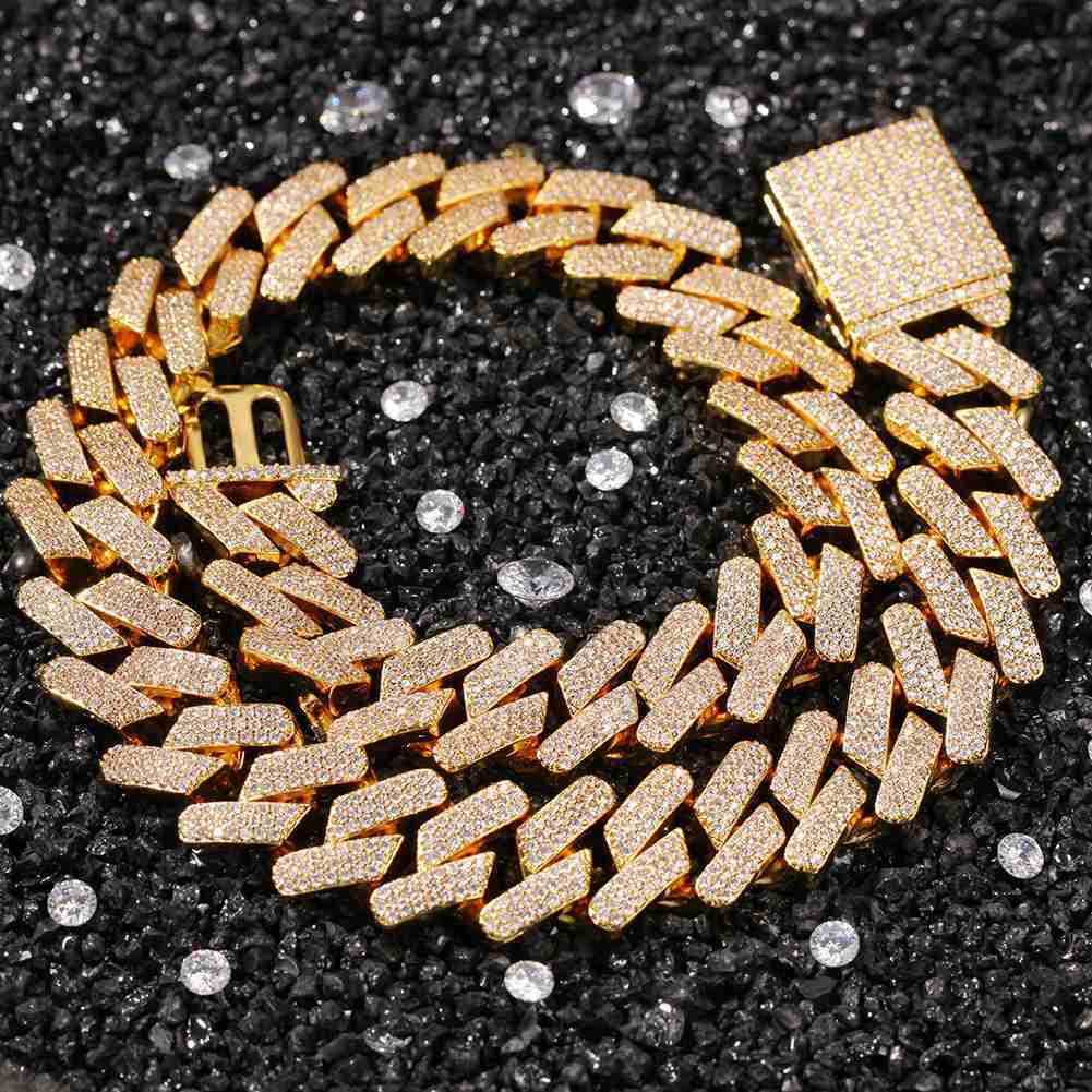 

Luxury Fashion Gold Plated Diamond Sterling Silver 925 Jewellery Moissanite Cuban Chain Necklace