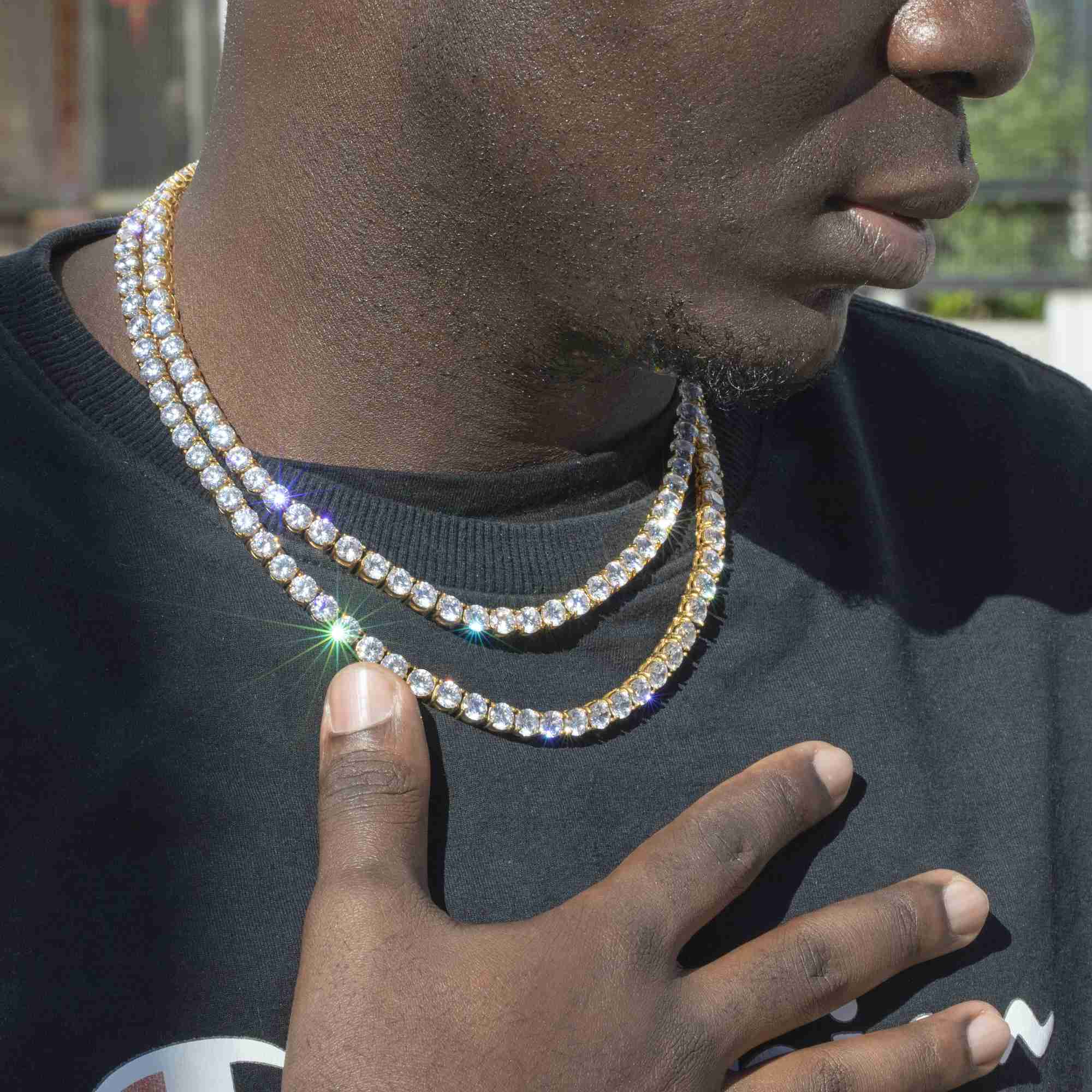 

Hip Hop 3mm 4mm d Color Vvs Moissanite Diamond Tennis Chain Necklace Iced Out Moissanite Tennis Chain