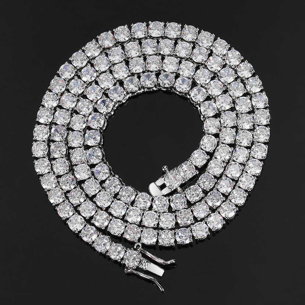 

Zircon Tennis Chain 1 Row Necklace Hip Hop Bling Jewelry Gold Silver Cz Tennis Chain Hip Hop Tennis Necklace for Men