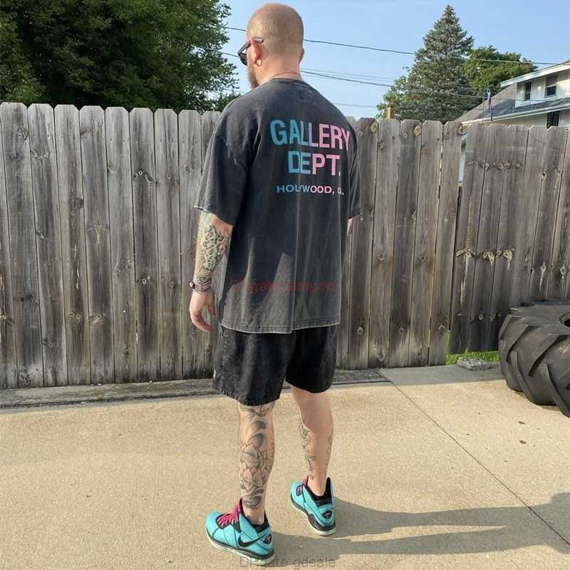 

Designer Fashion Clothing Tees Tshirt the Correct Version of Galleryes Depts Phantom Letter Printing Short Sleeve High Street Washed Old Round Neck Tshirt Couple 23, Wash black