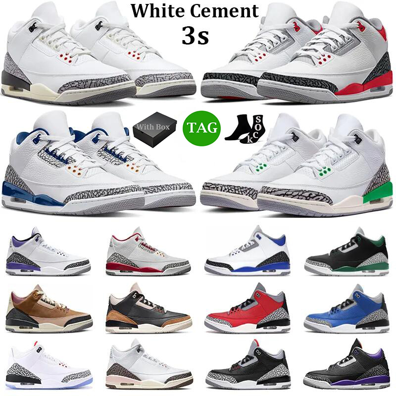 

With box 3 basketball shoes men women 3s sneakers White Cement Reimagined Wizards Dark Iris Cardinal Fire Red UNC Lucky Pine Green Racer Blue mens sports trainers, #13