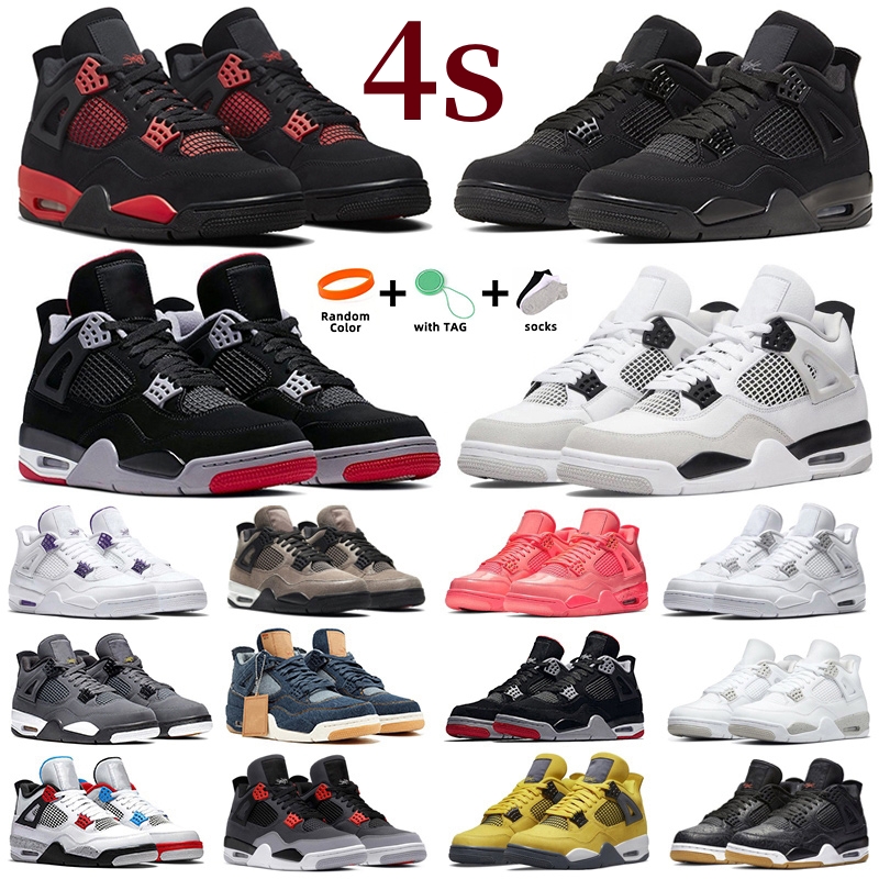 

Jumpman 4 4s Men Women BasketBall Shoes Bred Seafoam Military Black Cat Canvas Gum Red Thunder White Oreo Midnight Navy UNC Blue Sail Infrared Mens Sports Sneakers, Color#44