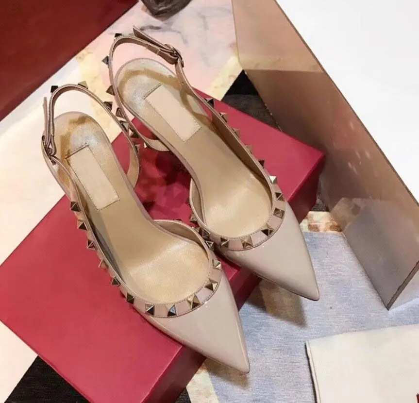 

With Box Valentinoity Designer VT Sandal Fashion Sandals Women Pumps High Heels Shoes Casual Designer Gold Matt Leather Studded Spikes S FyL, 10