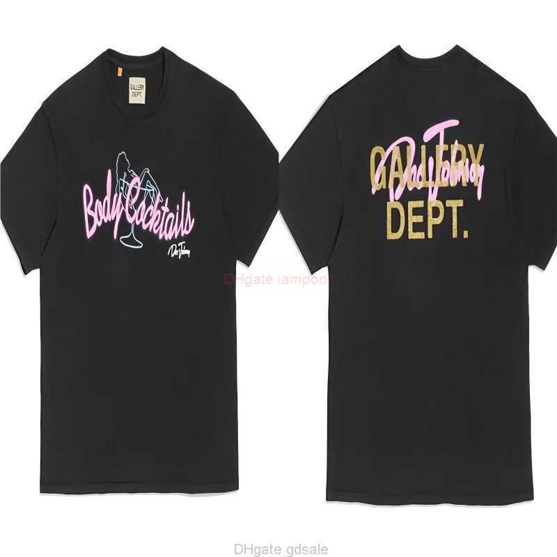 

Designer Fashion Clothing Tees Tshirt Galleryes Depts 2023 Summer New Product Beauty Cocktail Print High Street Casual Men's Women's Short Sleeve T-shirt Trend, 919 black