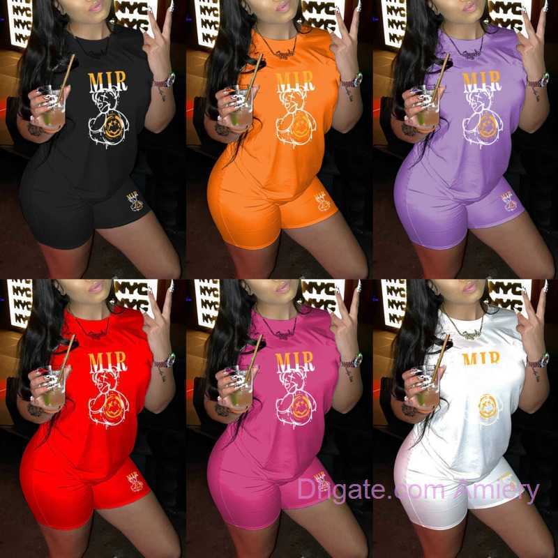 Survêtements de concepteurs décontractés pour femmes Vêtements d'été 2024 Tops à manches courtes et courts deux pièces Fashion 2 PCS Print T-shir