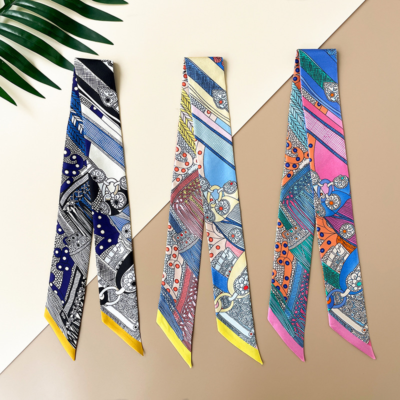 

High Quality and High-End Noble Saddle H Home Silk Scarf Tie Bag Handle Ribbon Long Silk Twill Decorative Hair Band Mulberry Silk Small Scar
