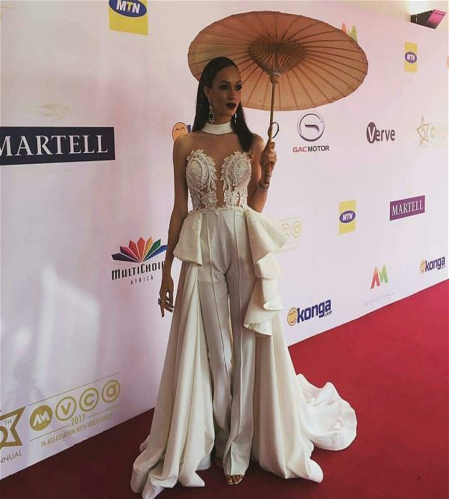 Chic Jumpsuit Boho Wedding Dress With Overskirt Train High Collar Lace Bohemain Country Bridal Gowns 2023 Beach Bride Dubai New vestidos de novia ro
