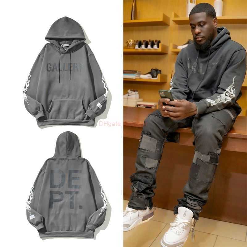 

Designer Clothing Galleries Hoodie Mens Sweatshirts American High Street Galleryes Depts Flame Kylin Arm Letter Printing Fleece Hoodie Casual Streetwear Tops Pul, Shipping fee