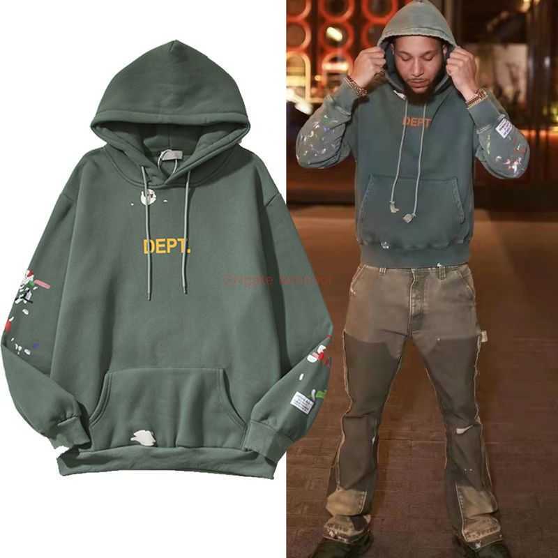 

Designer Clothing Galleries Hoodie Mens Sweatshirts Autumn Winter 22 Galleryes Depts Hand Painted Graffiti Splash Ink Old American High Street Hoodie Letter Print, Shipping fee