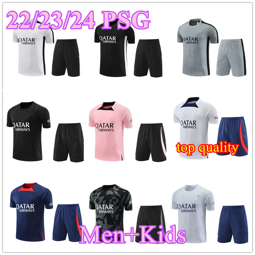 

2023 PSGs tracksuit soccer Jersey vest Sportswear men and kids training suit Short sleeved suit 23/24 new Paris Football kit uniform chandal adult sweatshirt Sweater, 22 23