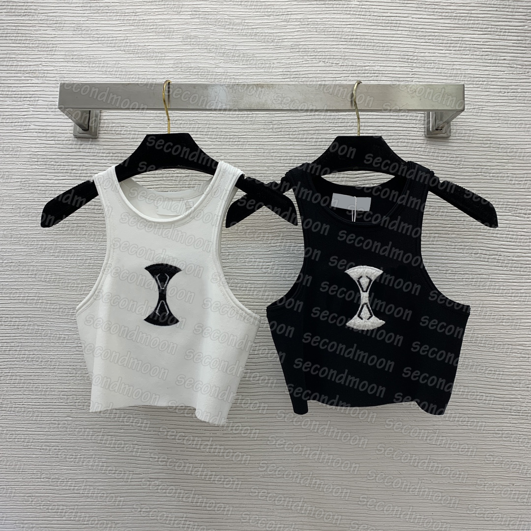 

Designer Embroidered Tanks Top Women Short Tank Tops Summer Breathable Sport Top Casual Yoga Tops, Black