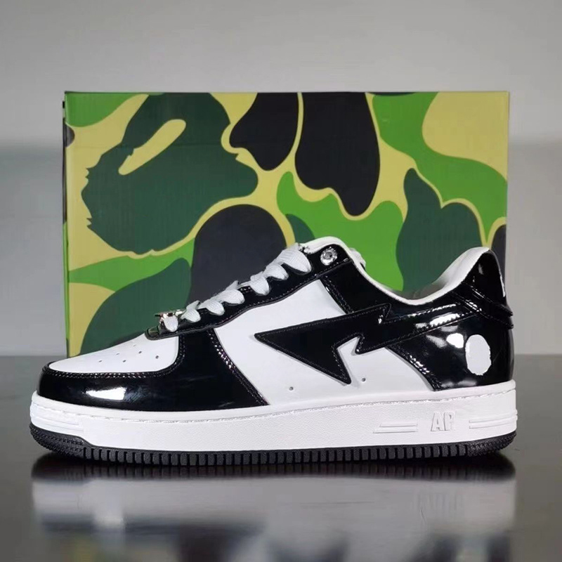 

Designer Low Casual Shoes Men Women Outdoor Sneakers Patent Leather Black White Color Camo Combo Pink Comics Yellow Red ABC Trainers, #21- pastel green