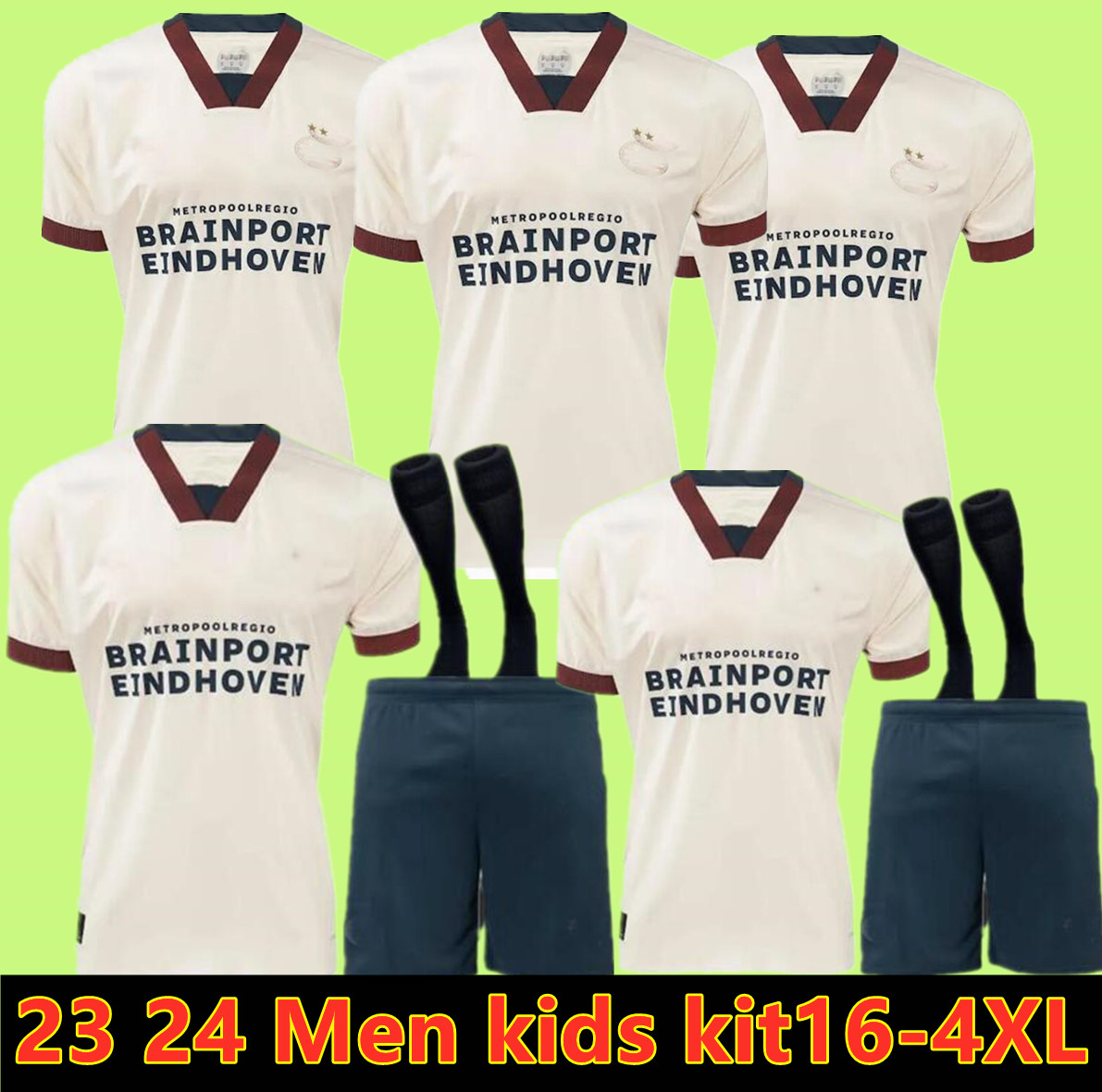 

23 24 Eindhoven Away Soccer Jerseys 2023 2024 Hazard PSVS FABIO Silva Home men kids kit football shirts set TOP HOME, Blue