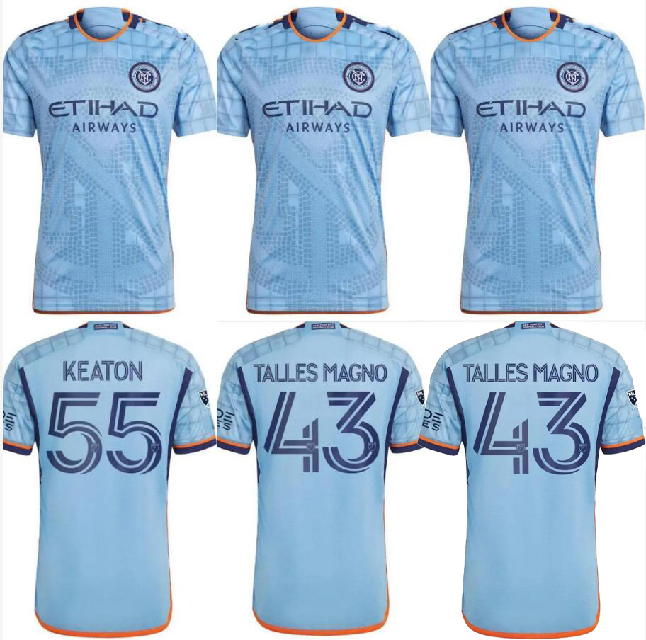 

2023-24 New York City FC soccer jersey home away Men kids kit NYCFC THIAGO MORALEZ Talles Magno Keaton football shirts, Blue