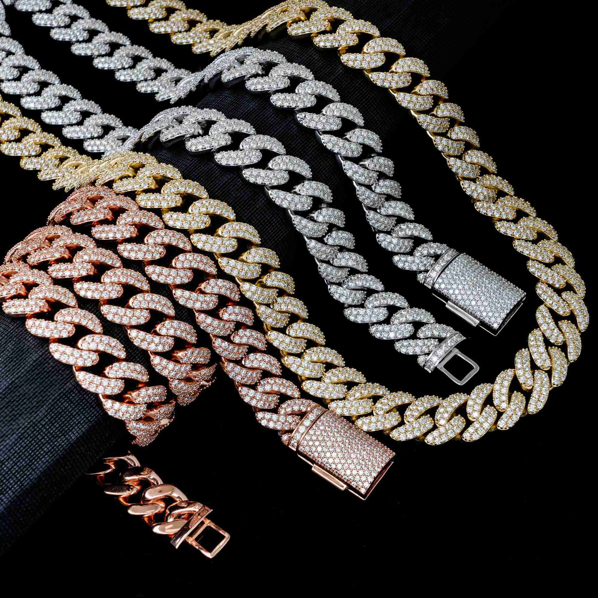 

12mm Luxury Hip Hop Jewelry Iced Out Vvs Moissanite Diamond for Jewelry Making 925 Sterling Silver Cuban Link Chain