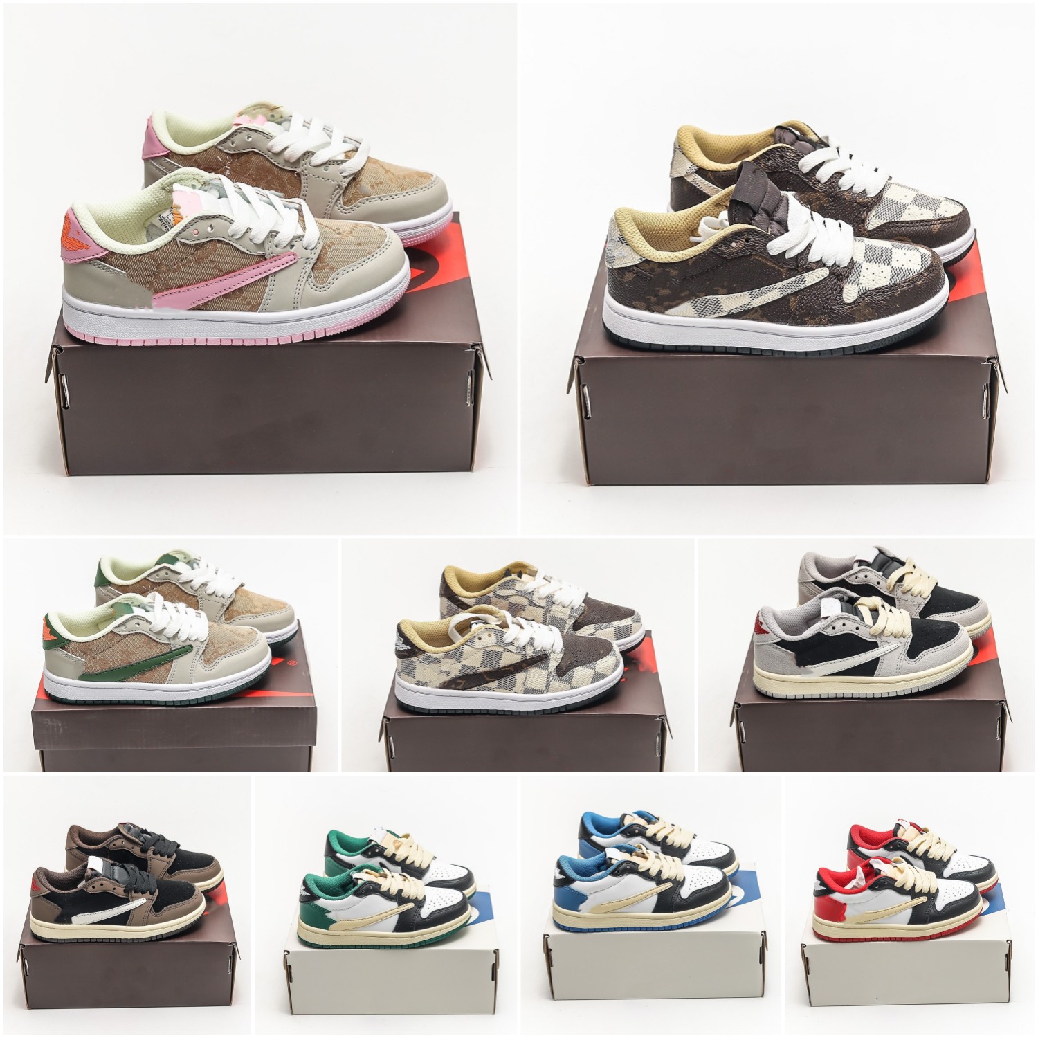 

kids Air jordon Jumpman 1 Low Basketball Shoes Tiffany Blue Ts x Olive Black Phantom Reverse Mocha Zion Williamson Shadow Toe UNC USA Trainers Sports Sneakers 24-37, Colo 10