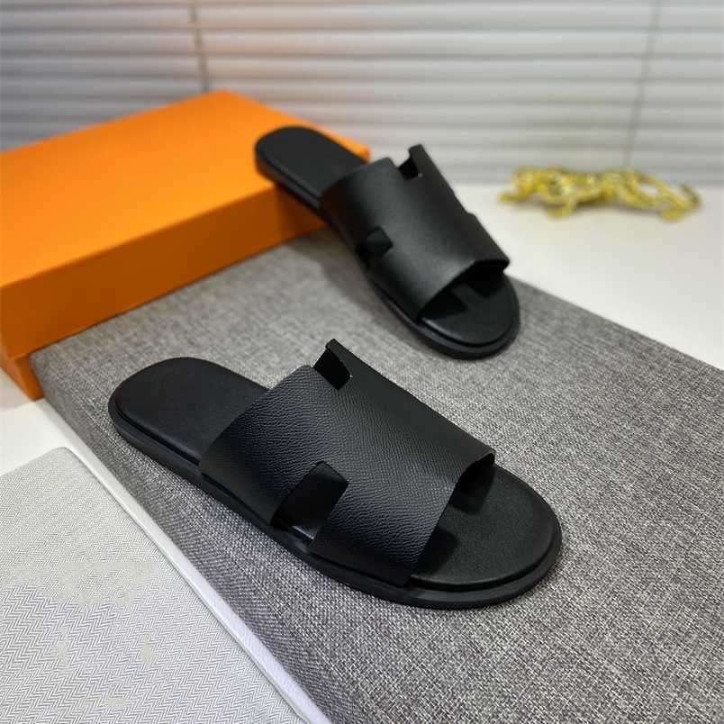 

H erms Designer Oran Slippers Paris sheepskin Top Quality Fashion Men Slippers Genuine Leather Summer Mens Sandal Slipper slidesqq