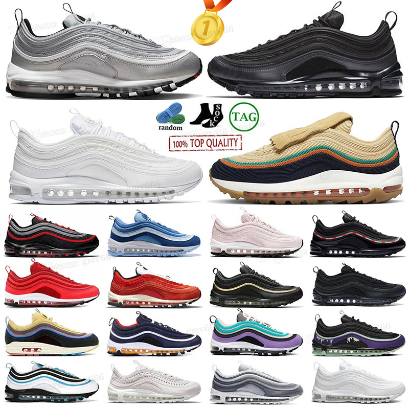 

Cushion Running Shoes men Women Triple Black White 97s Gold Sliver Bullet Sean Wotherspoon air Satan Jesus Bred Metallic max Mens Trainers 97 Outdoor Sneakers, 34