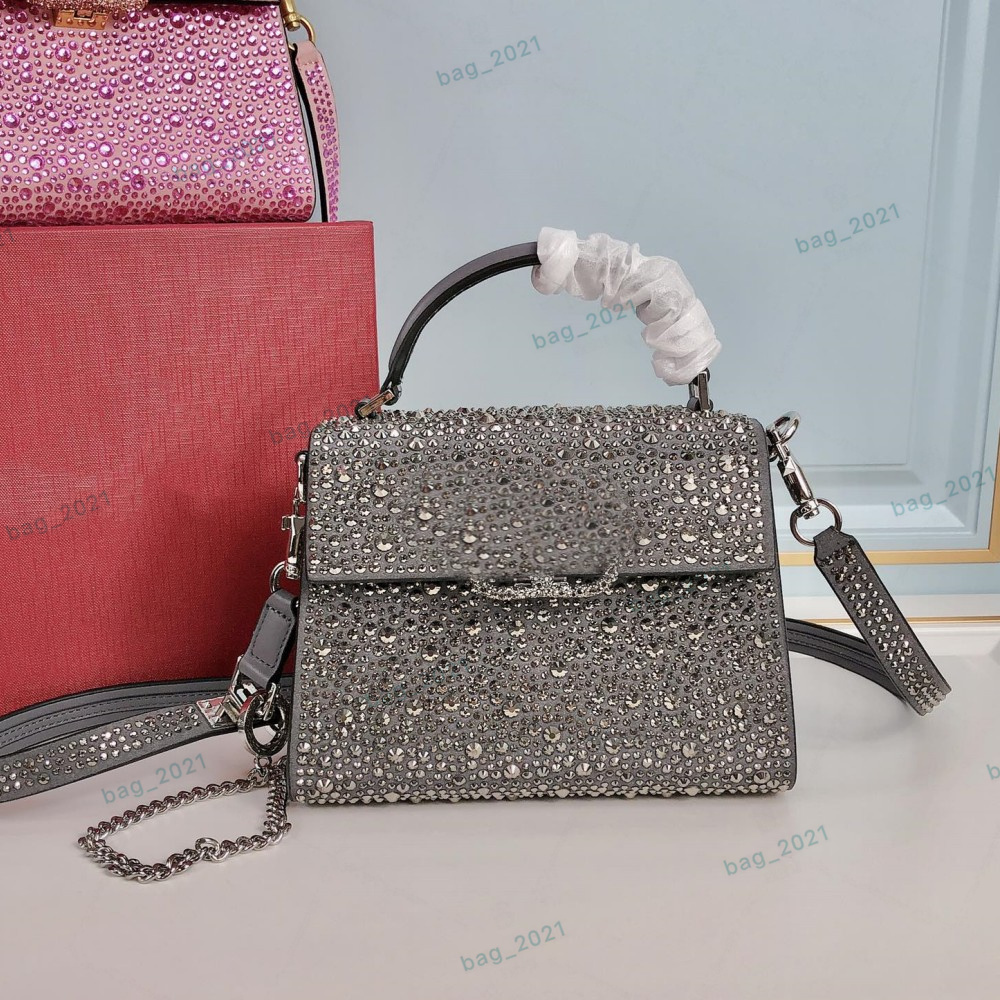 

10A Top Designer Women Tote Bags Sparkling Diamond Crystal Shoulder bags Valentinose Crossbody Vsling Tote Bags Valentinoity Handbags Sling Chains Purse, Blue 2#