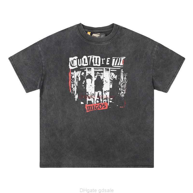 

Designer Fashion Clothing Tees Tshirt Galleryes deptes Washed Old Graffiti Letter Print High Street Fashion Brand Loose Mens Womens Short Sleeve Tshirt Luxury Casu, Wash black