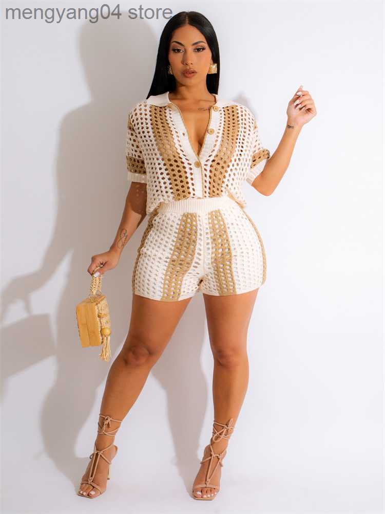 Survêtements pour femmes JRRY Sexy Femmes Tricoté Ensemble Slash Neck Crop Top Jupe Courte Crochet Deux Pièces Ensemble Manches Longues Au Croche