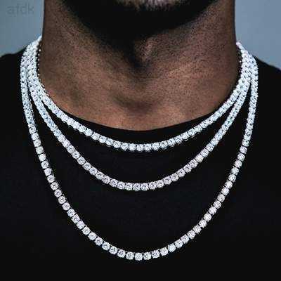 

Moissanite Jewelry Men Women 3mm 4mm 5mm Necklace Diamond Vvs 925 Sterling Silver Tennis Chains