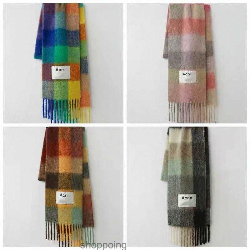 

Luxury Wool Acne Studios Sacrf Cashmere Winter Scarfs Designer Shawl Women Type Colour Chequered Tassel Imitated Blanket Scarvesafl6