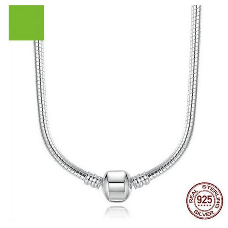 

New Brand Necklace 925 Sterling Silver Simple Snake Necklace Fit Original Pandora Women Charm Bead Pendant for Women DIY Jewelry