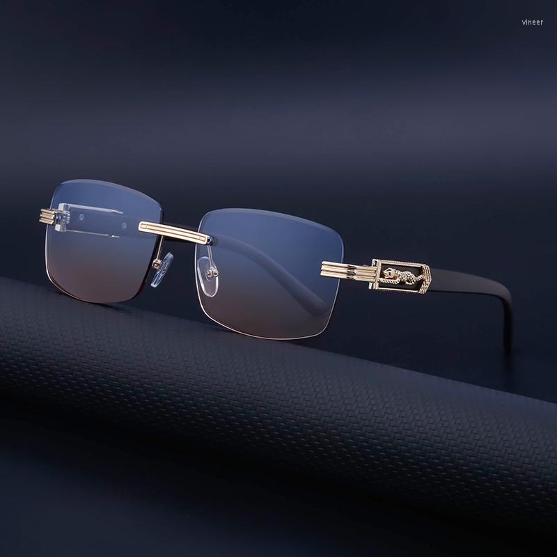 

Sunglasses Rimless Rectangle Fashion Women Men Shades Small Square Sun Glasses For Female Male Summer Traveling Oculos