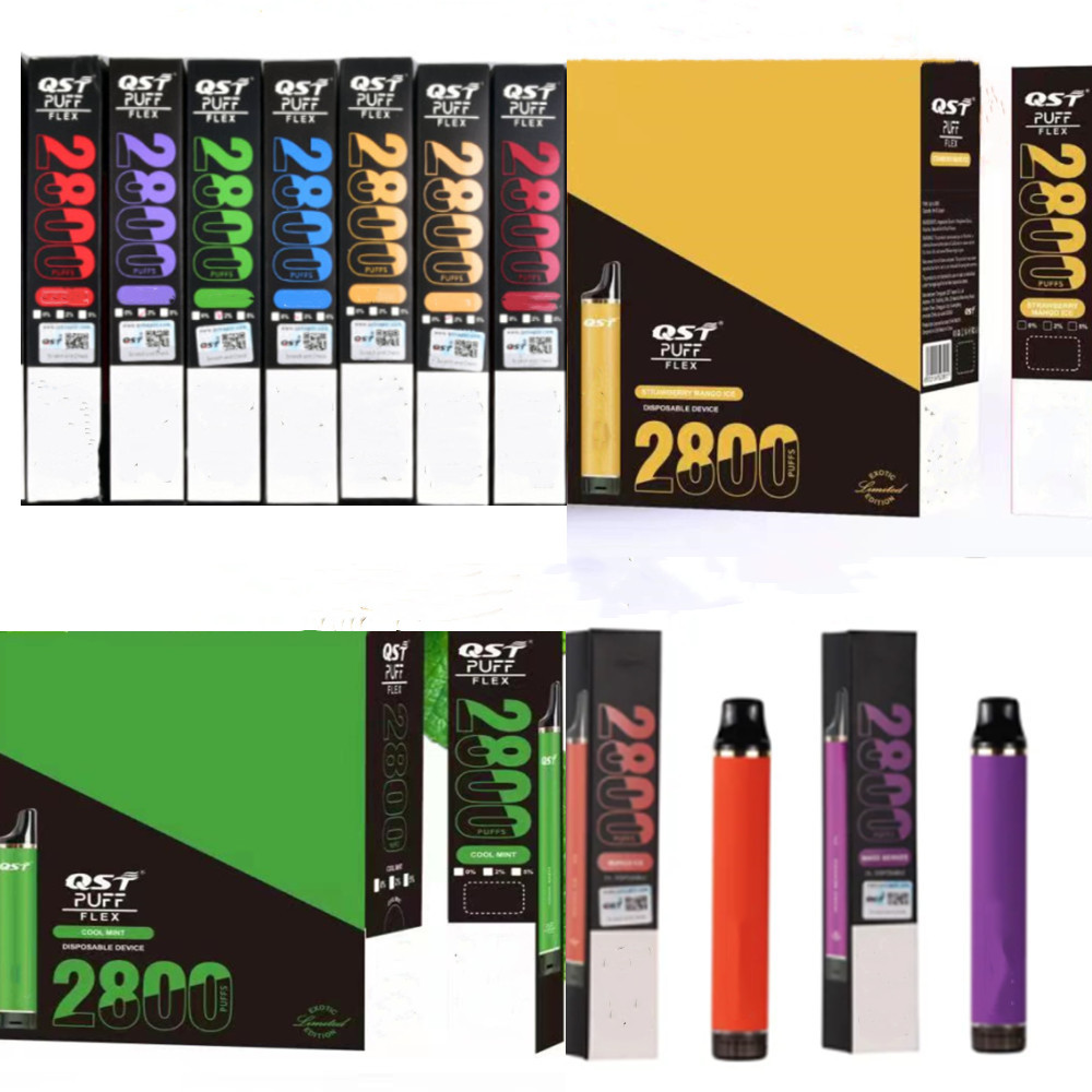 

2023 Authorized E Cigarettes puff flex 2800 puffs prefilled QST Disposable Pod Kit 850mah Battery Device Vape Pen With Security Code 8ml disposable vape