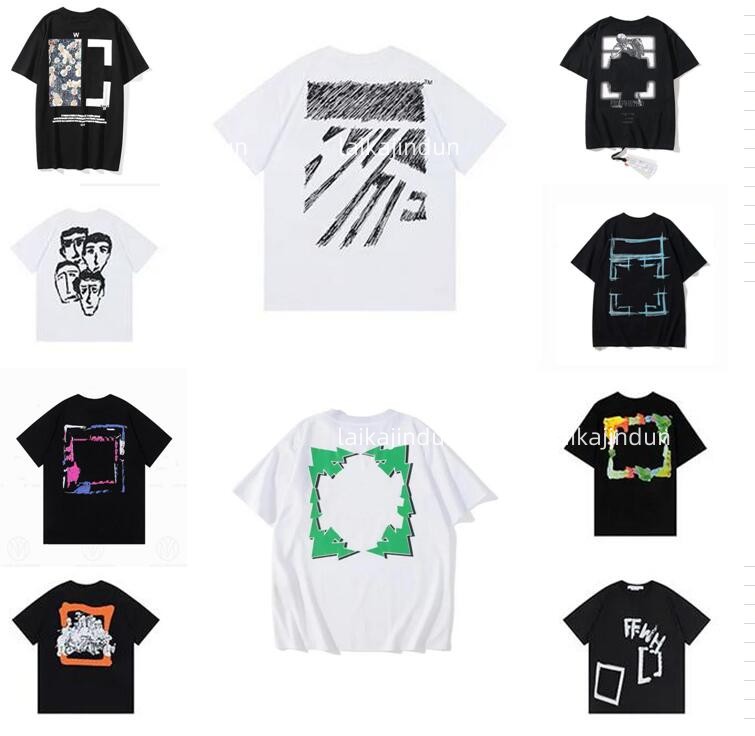 

Men's Fashion Designer Offs t Shirts Luxury Cotton Loose T-shirts Casual Summer Short Sleeves Oil Painting Black Back Print Arrow Women Tops Sports Tshirt Fupb, Cu23