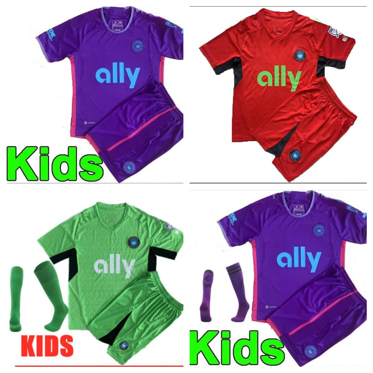

2022 Charlotte FC Soccer Jerseys Home Away kids sock kit SWIDERSKI FUCHS BENDER ORTIZ ALCIVAR RUIZ WALKES ARMOUR Football Shirt, Green