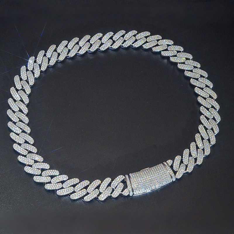 

925 Sterling Silver Vvs Real Cvd Diamond Miami Cuban Link Chain 18k Gold Plated Moissanite Cuban Chain Mossan Hip Hop Necklace