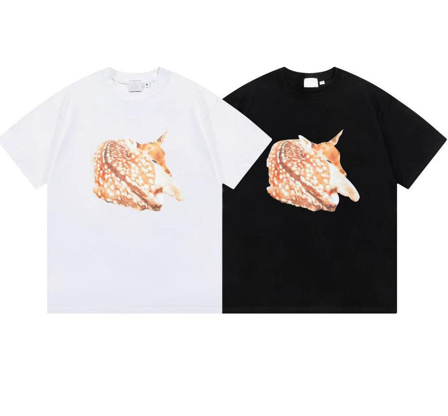 

Tide brand vintage alphabet Embroidery Deer short sleeve T-shirt men's American loose half sleeve T-shirt