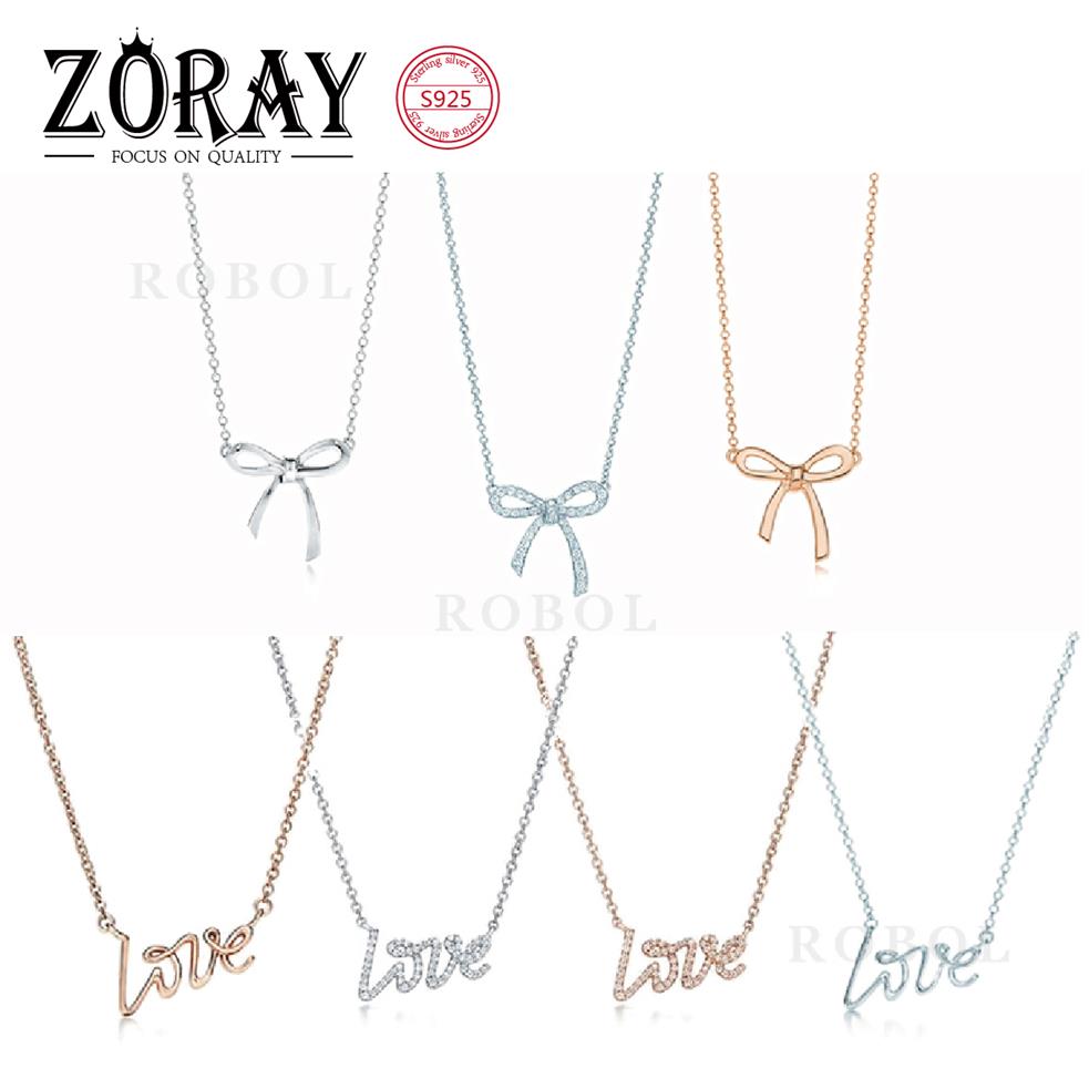 

tiff bow love letters diamonds party all-match elegant Fashion Classic Sterling Silver Necklace Lady favorite Christmas gift335k