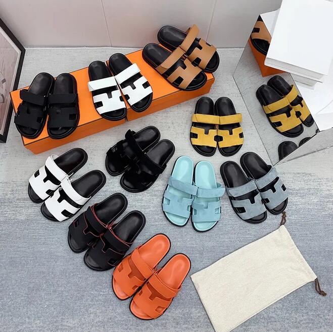

Designer Chypre Sandals Classic Beach Flat Slippers Luxury Summer Lady Leather Flip Flops Top Quality Men Women Slides Size 35-46, Color 6