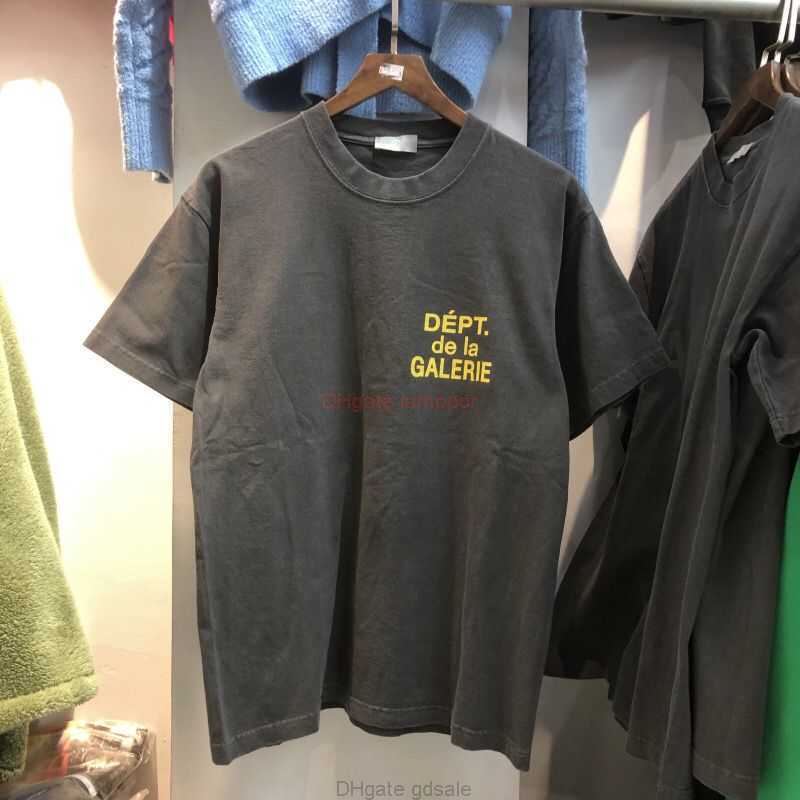 

Designer Fashion Clothing Tees Tshirt Trendy Galleryes Depts 2021 Spring Summer New Dark Grey Printing Wash Old Round Neck Loose Short Sleeve T-shirt Tops for sale, Dark gray