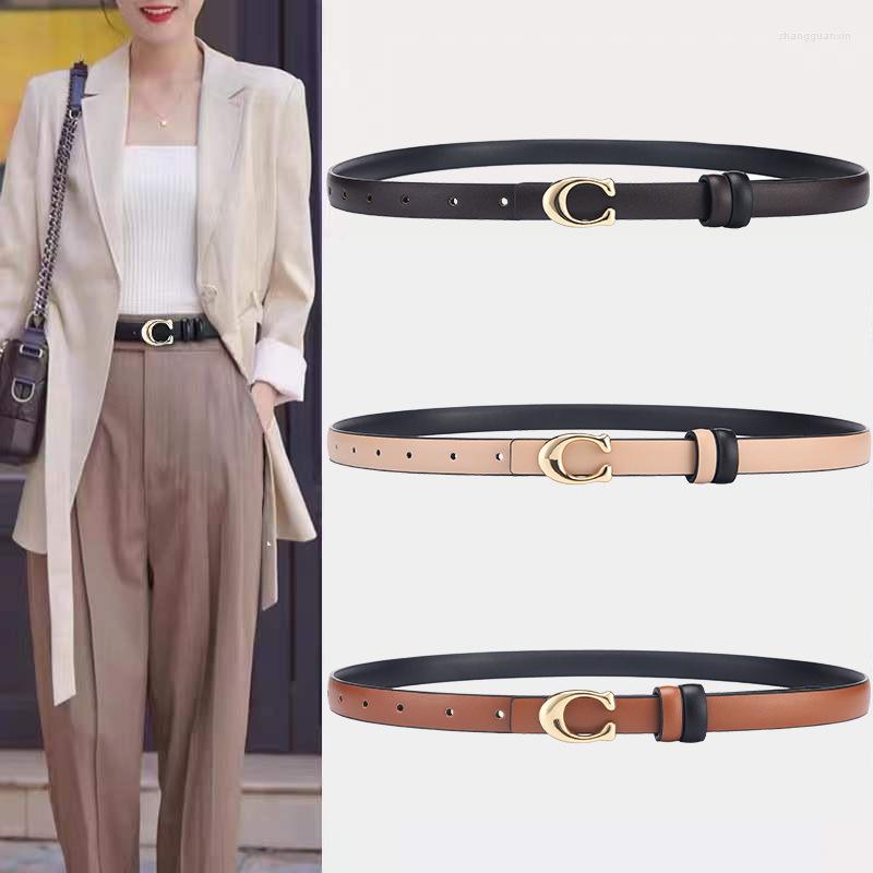

Belts C Shaped Metal Buckle Thin Belt For Women Lady PU Leather Adjustable All-match Waist Dress Jeans Pants Decor Straps, Beige
