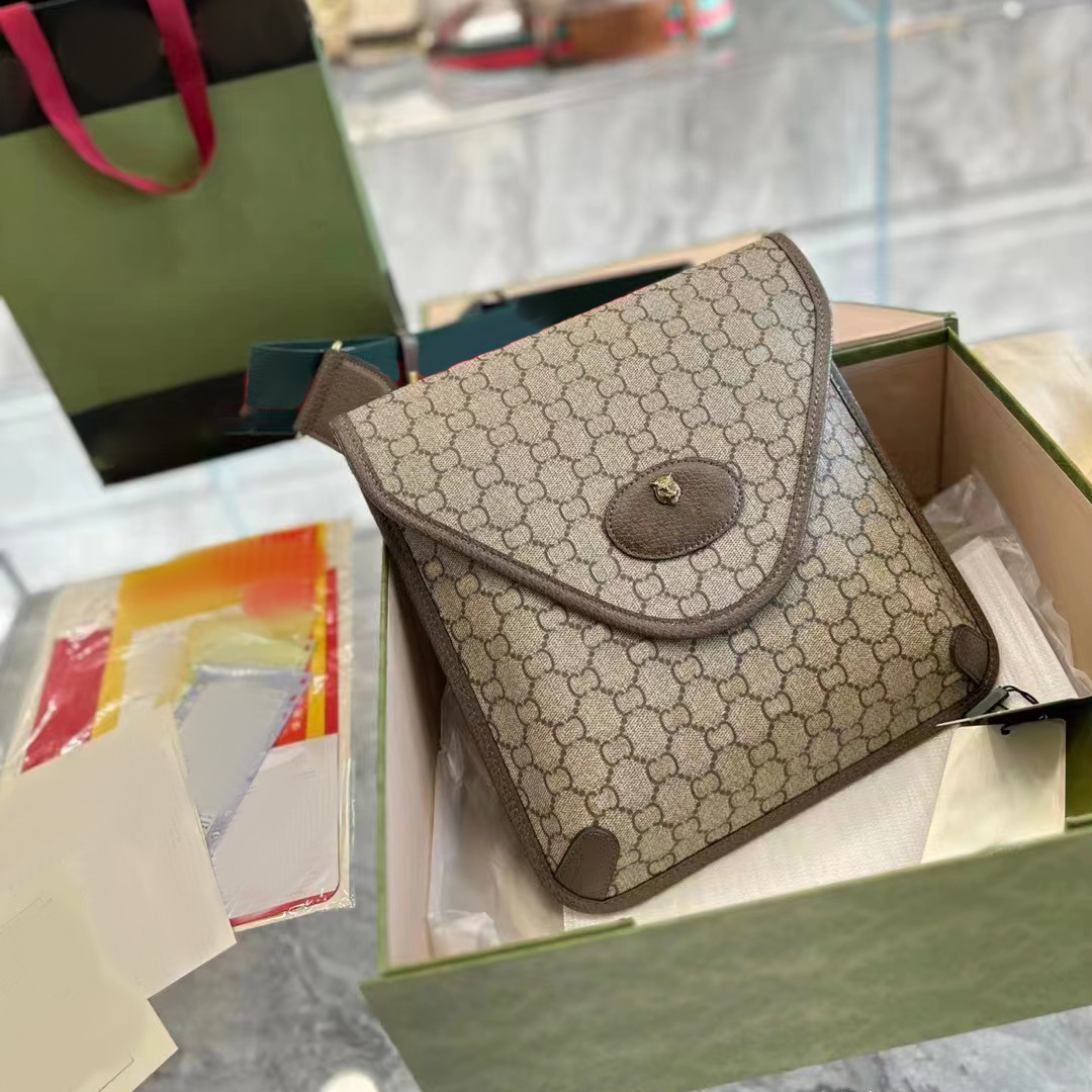 

mirror quality Genuine leather Mens designer messenger bag luxury Double G Ophidia Khaki square shoulder bags womens gym handbags clutch tiger tote crossbody bag, Black