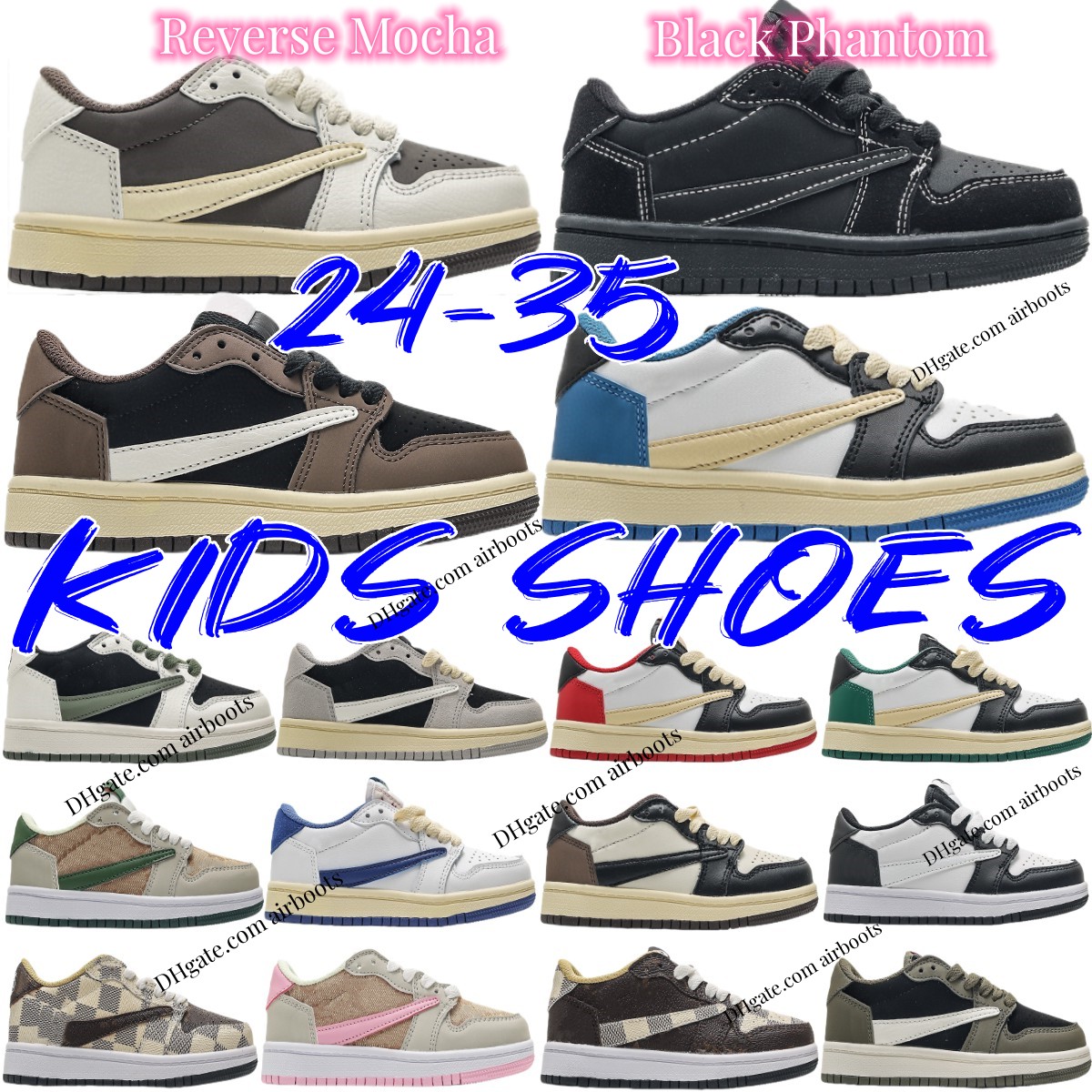 

shoes kids 1 Jumpman 1s Basketball sneakers Travis boys girls low Pour kid youth toddler Outdoor shoe baby running Children mocha Sport Trainers Black Phantom Olive
