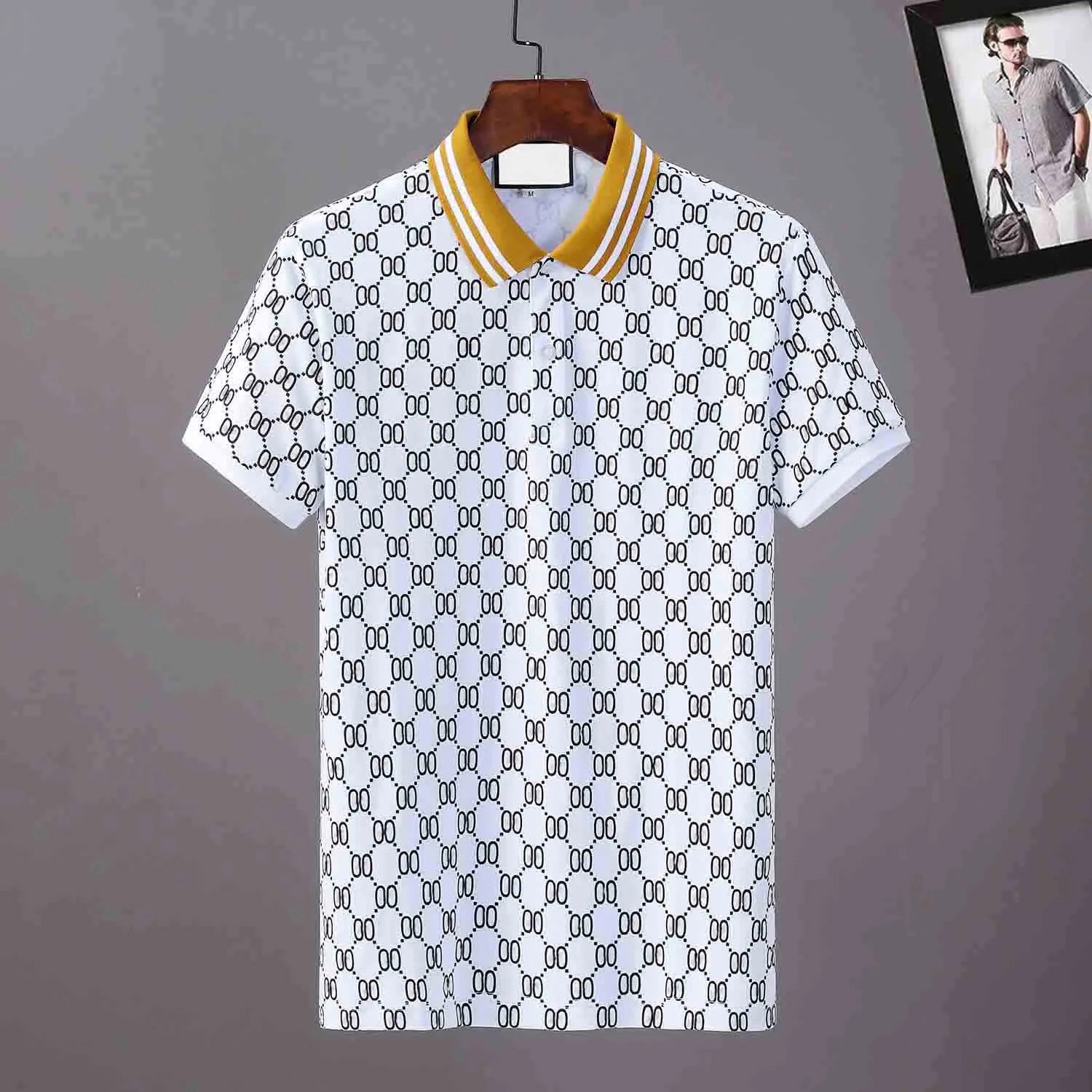 

2023 designer stripe polo shirt t shirts snake polos bee Letters mens High street fashion horse polo luxury T-shirt#8855