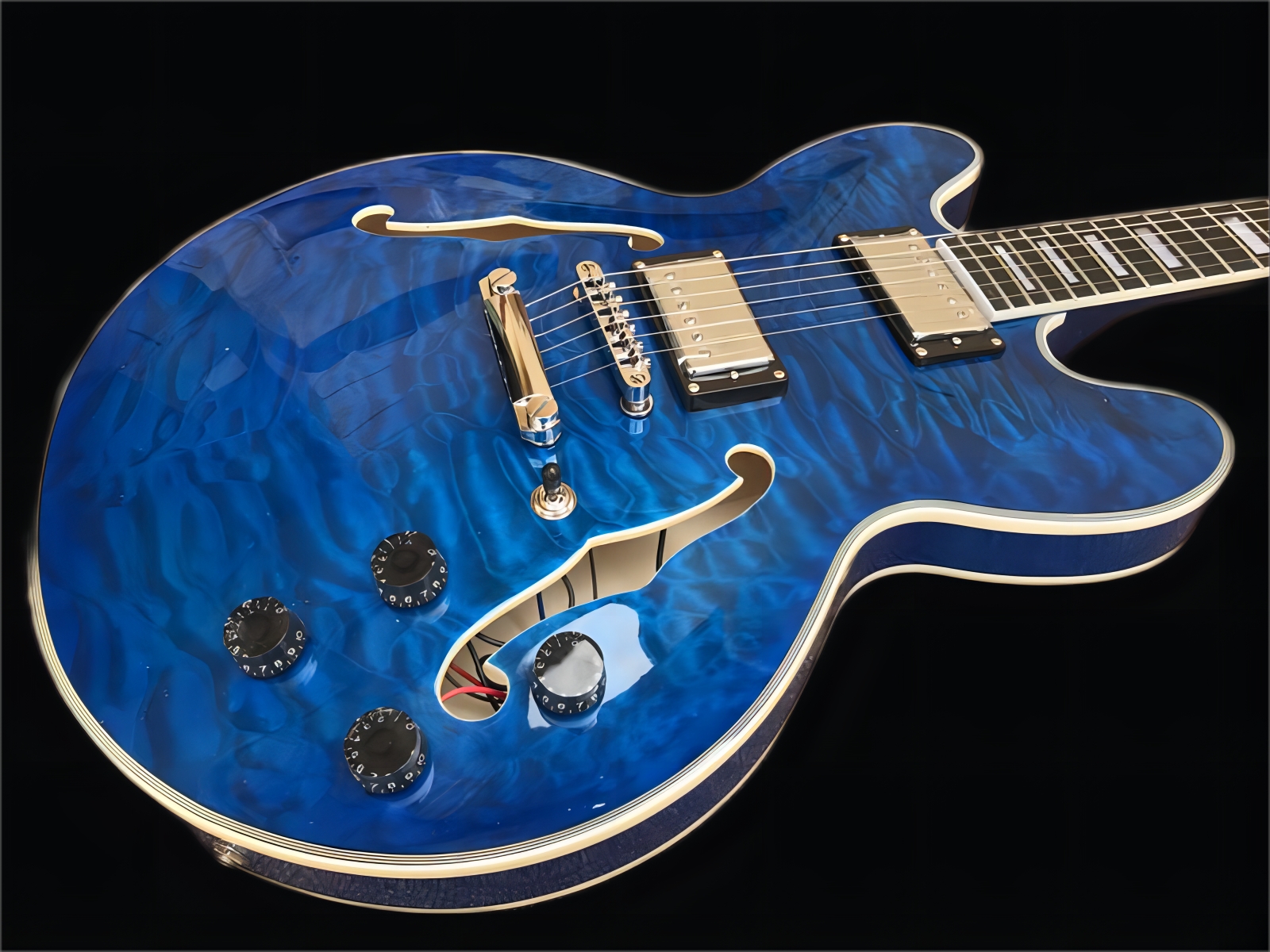 Custom Semi-hollow F-hole double-sided refill maple veneer electric guitar, jazz guitar with high quality pickup258
