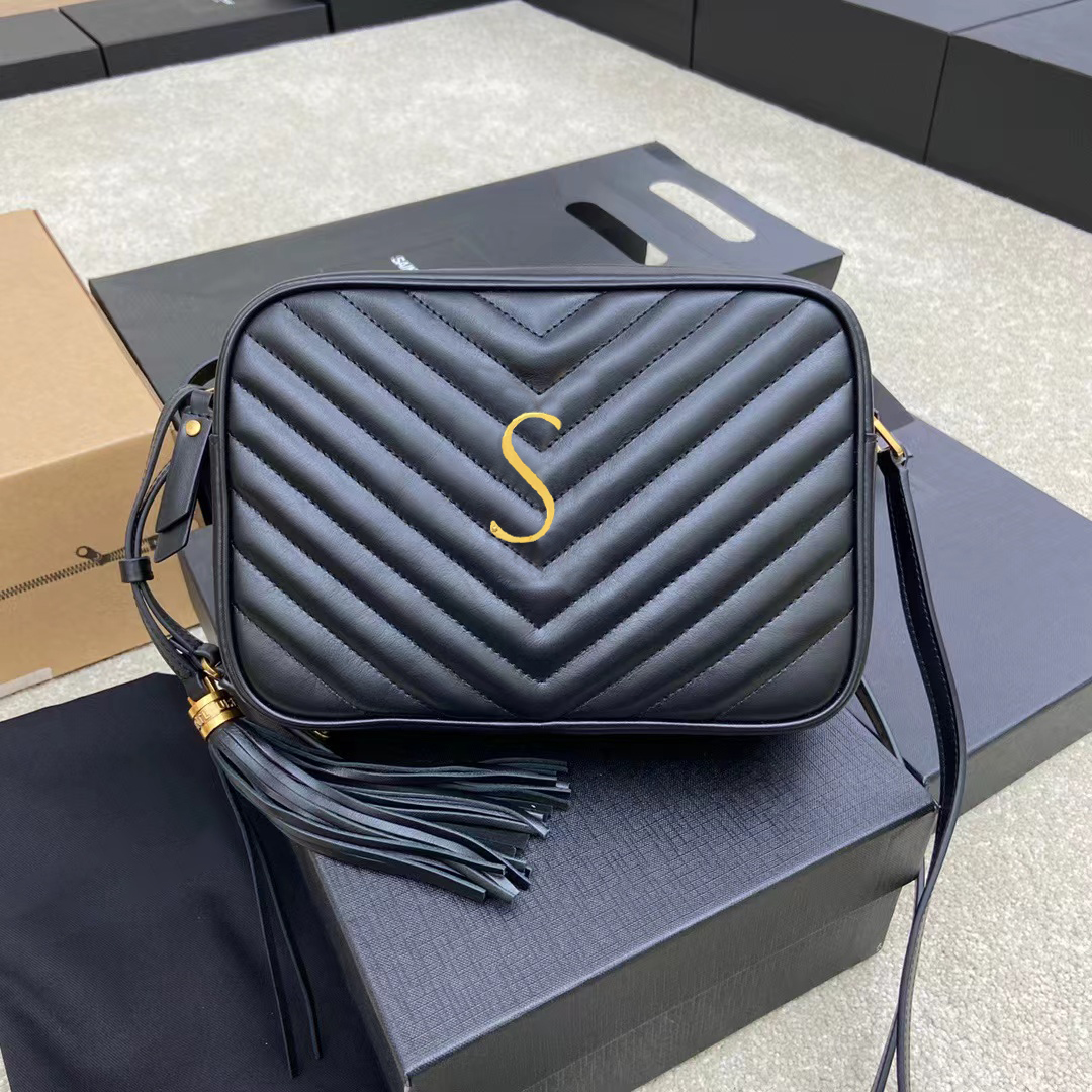 

Womens quilting LOU camera tassel bag yslity handbag Genuine Leather designer silver logo clutch bag Luxury Shoulder Hobo crossbody tote gold chains messenger Bags, Red