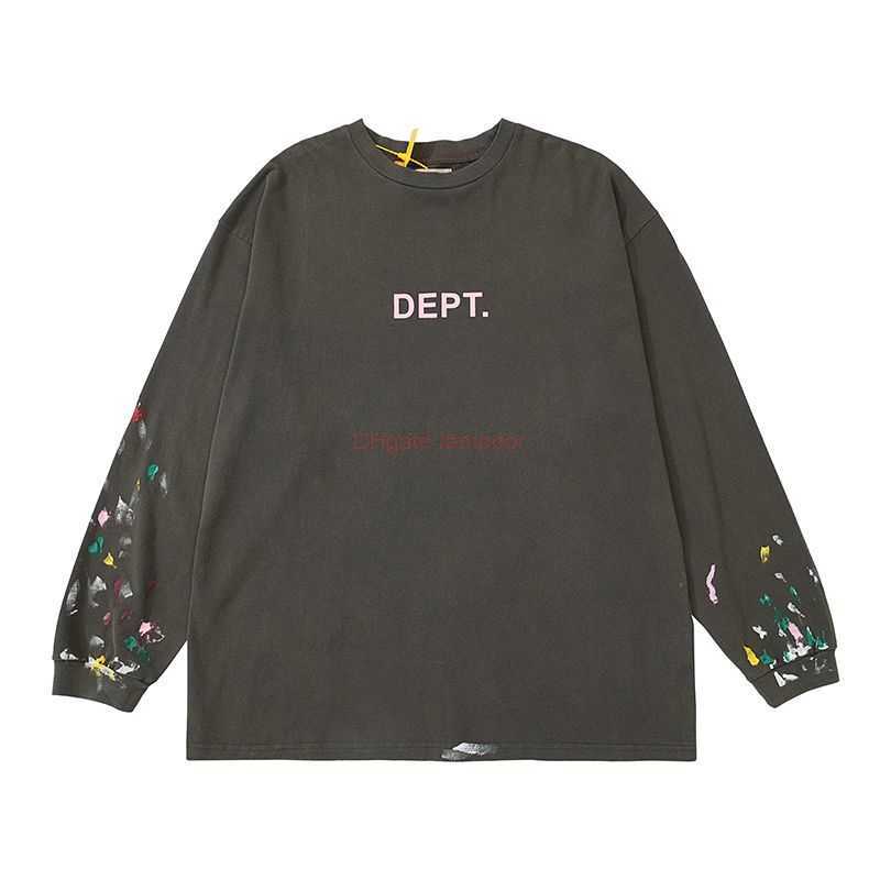 

Designer Fashion Clothing Galleries Tees Tshirt American Fashion Galleryes Depts Handmade Ink Splash Print Cotton Spring Autumn Casual Loose Long Sleeve Tshirt fo, Gray