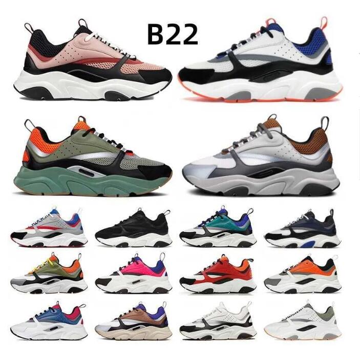 

B22 Casual Shoes Reflective Sneakers Mens Women Trainers Calfskin Patchwork Sneaker oblique Technical Shoe Platform Vintage Shoess, Color 31