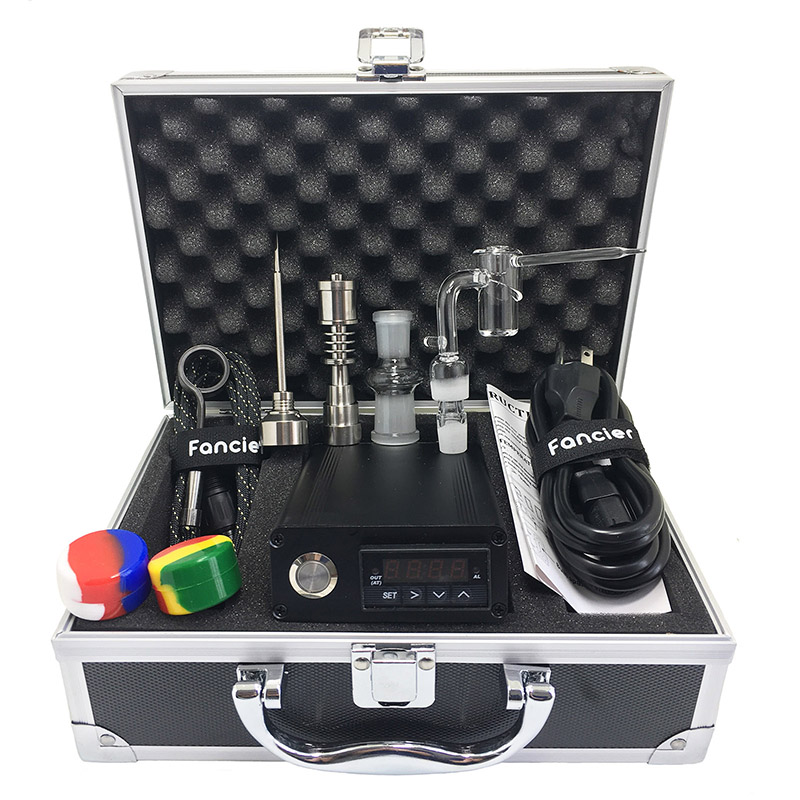 

Enail Electric Nail Dab Nail Box Kit 100W 110V 220V Temperature Controller Kavlar Coil Bangers Quartz Nails Complete Kit for Glass Bong Pipe Silicone Rig Smoking