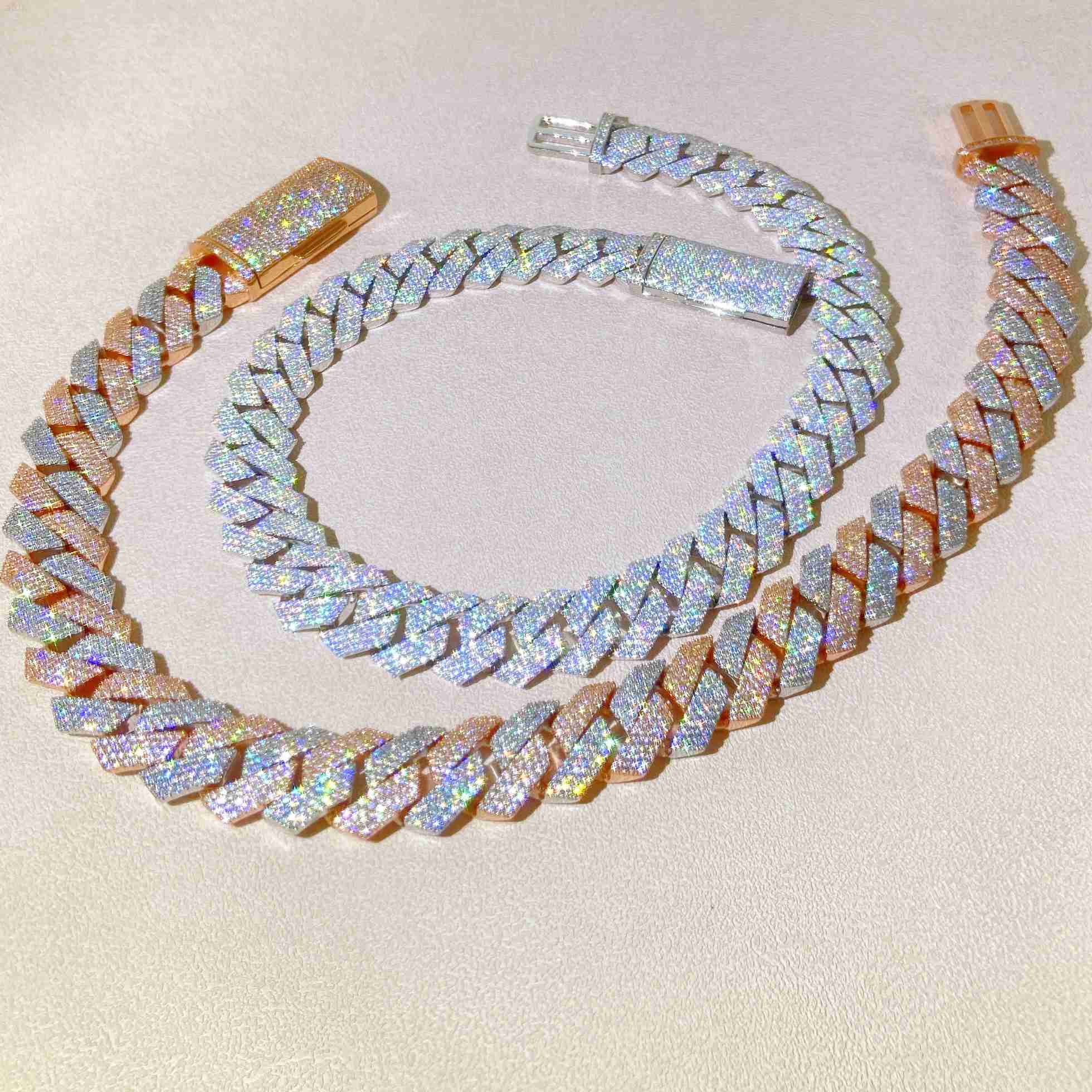 

2023 Hip Hop Jewelry 18mm 20mm 4 Rows Diamond Trendy Silver 925 Necklace Zircon Cuban Chain Zircon Necklace
