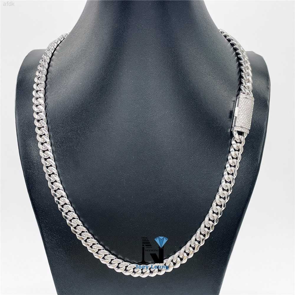

8mm 10mm 12mm 13mm Necklace Pass Diamond Tester Hip Hop Jewelry Pure 925 Silver Moissanite Diamond Iced Out Lock Cuban Chain
