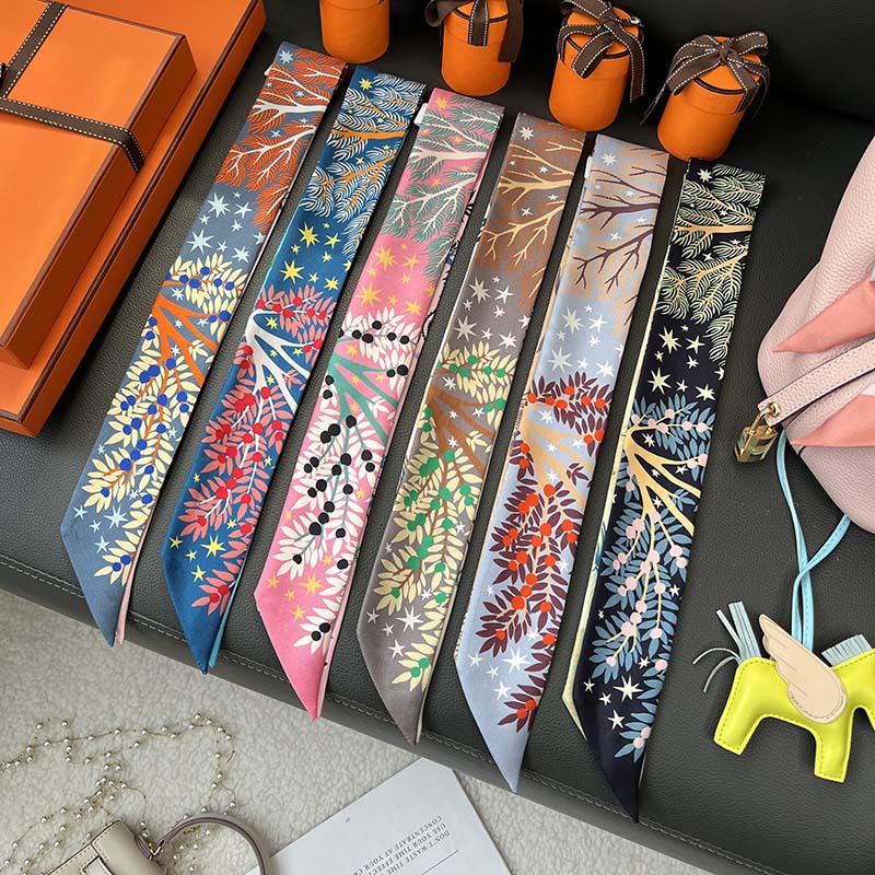 

100% Silk High quality twill scarf arm pocket, strip hairband, small ribbon decorative bag, scarf H