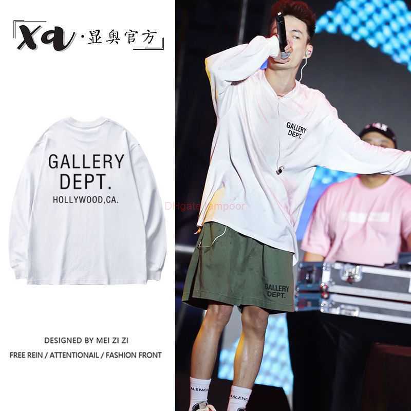 

Designer Fashion Clothing Galleries Tees Tshirt Galleryes Gary Depts Gd High Street Letter Printing Loose Casual Round Neck Long Sleeve Tshirt Couple Rock Hip hop To, White